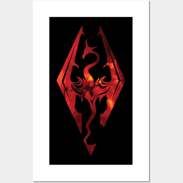 Fire Dragonborn T-Shirt Wall Art by JHughesArt